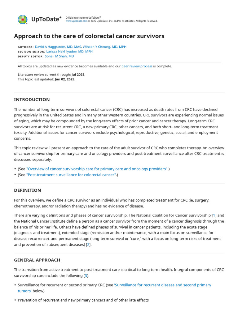 Colorectal Cancer Survivor Care Guide | PDF | Colorectal Cancer | Cancer