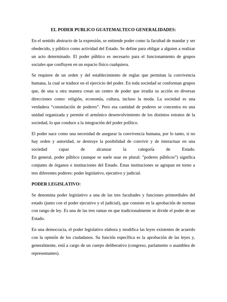 Estructura del Poder Público en Guatemala | PDF | Judicaturas ...