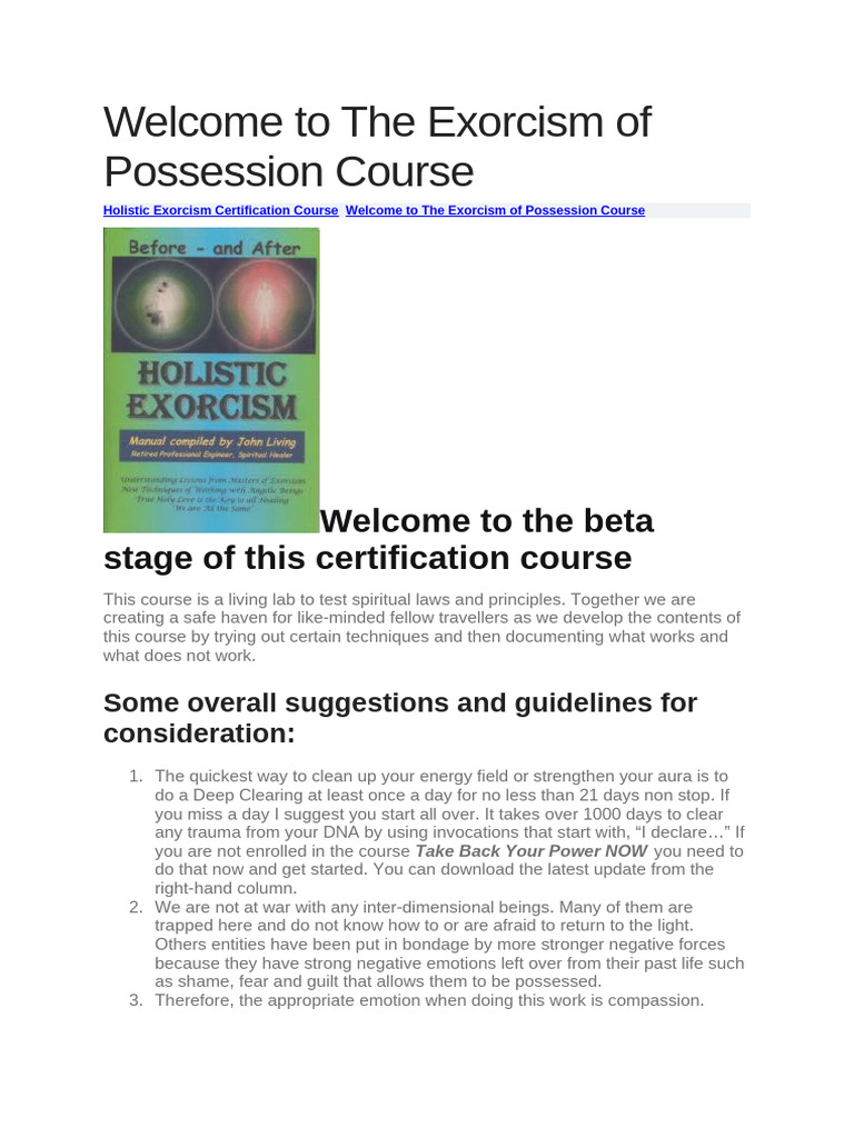 Holistic Exorcism Certification Course | PDF | Mind | Thought