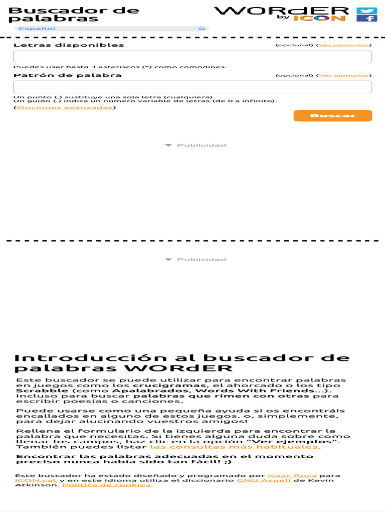 WORdER Buscador de Palabras y Trucos para Apalabrados | PDF, image size:768x1024