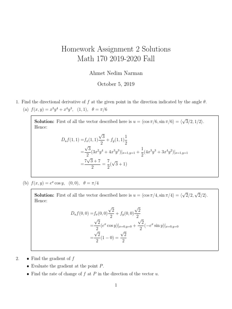 Math 170 Homework 2 Solutions | PDF | Differential Calculus | Applied ...