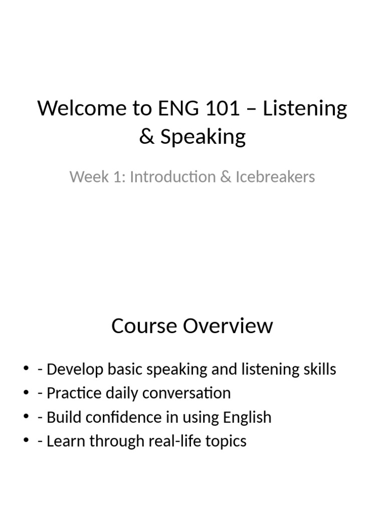 ENG101 Week1 Intro Presentation | PDF