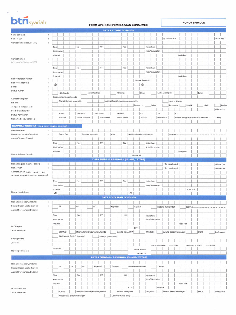 Form Aplikasi Btns (New) | PDF