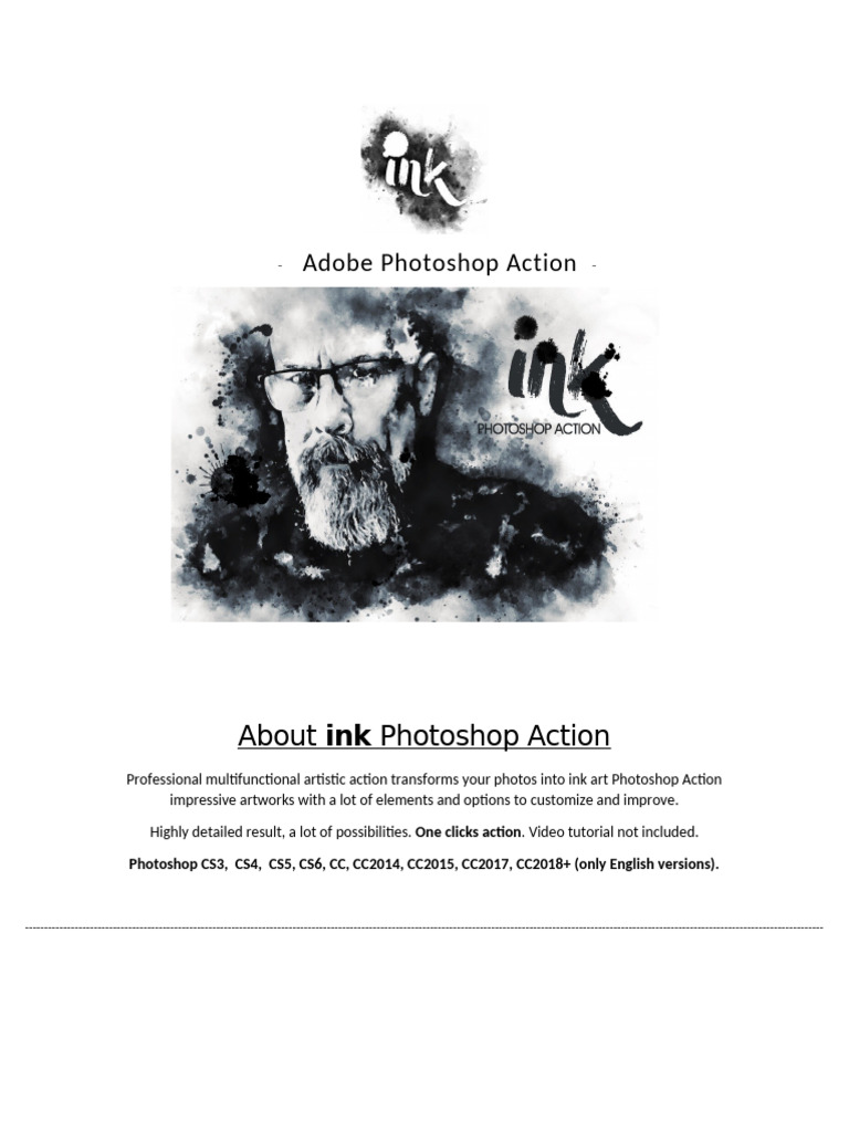 Ink Art Photoshop Action Guide | PDF | Adobe Photoshop | Adobe Creative ...