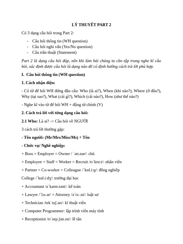 LÝ THUYẾT PART 2 | PDF