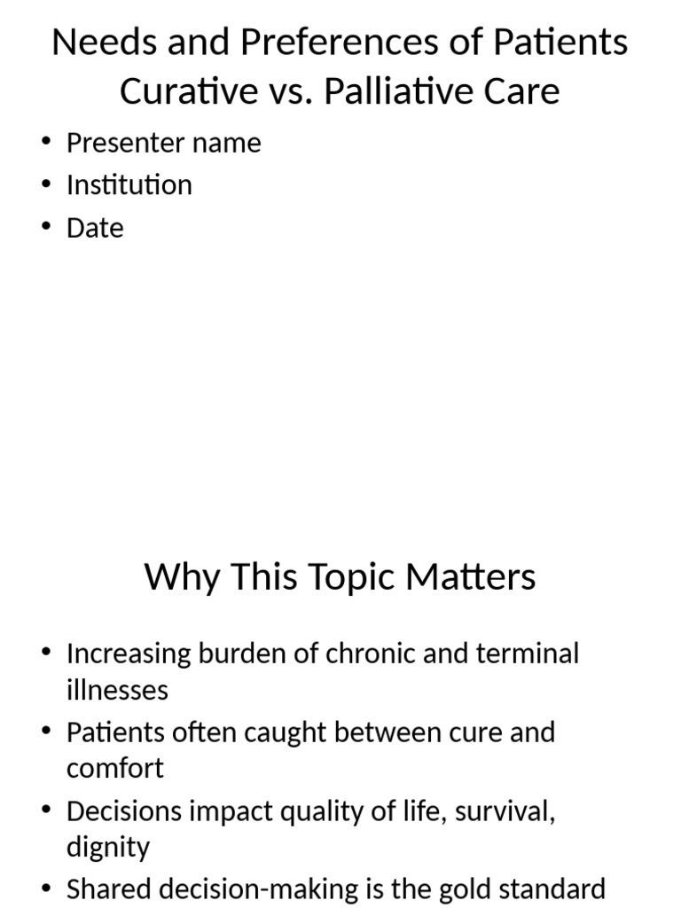 Patient Needs in Curative vs. Palliative Care | PDF