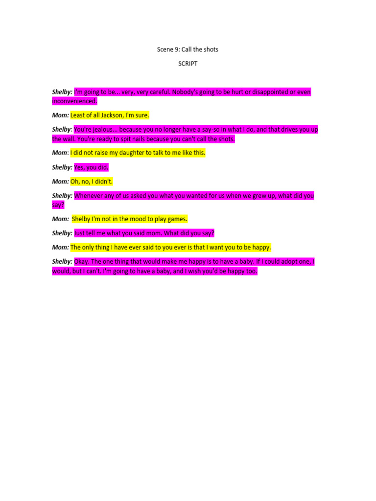 Scene 9 Call The Shots SCRIPT | PDF