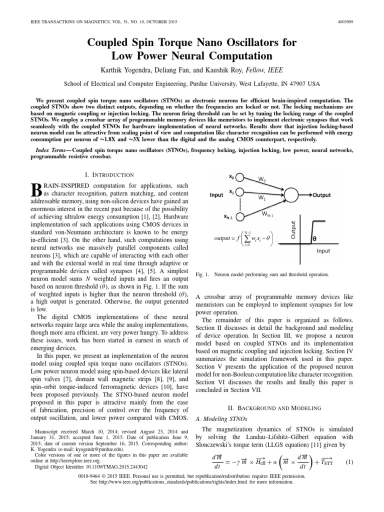 Curated visual reference: Coupled Spin Torque Nano Oscillators For Low Power Neural Computation Photo Inspiration
