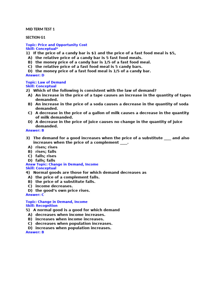 micro test bank | PDF | Elasticity (Economics) | Demand