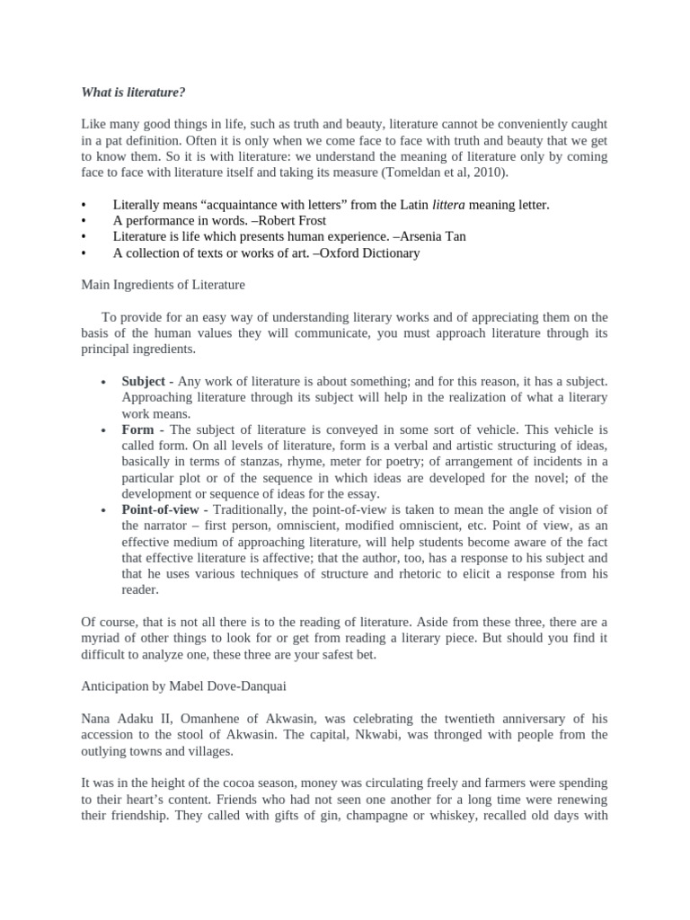 Understanding Literature's Key Elements | PDF | Narration