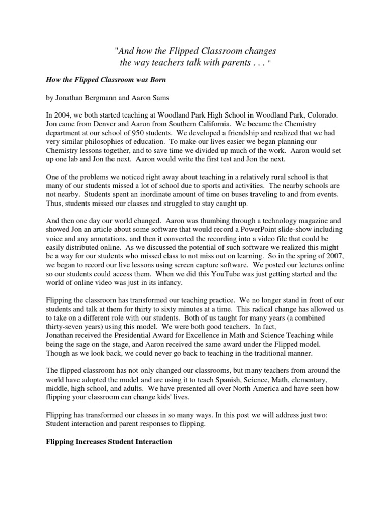 Flipped Classroom | PDF | Teachers | Sharing