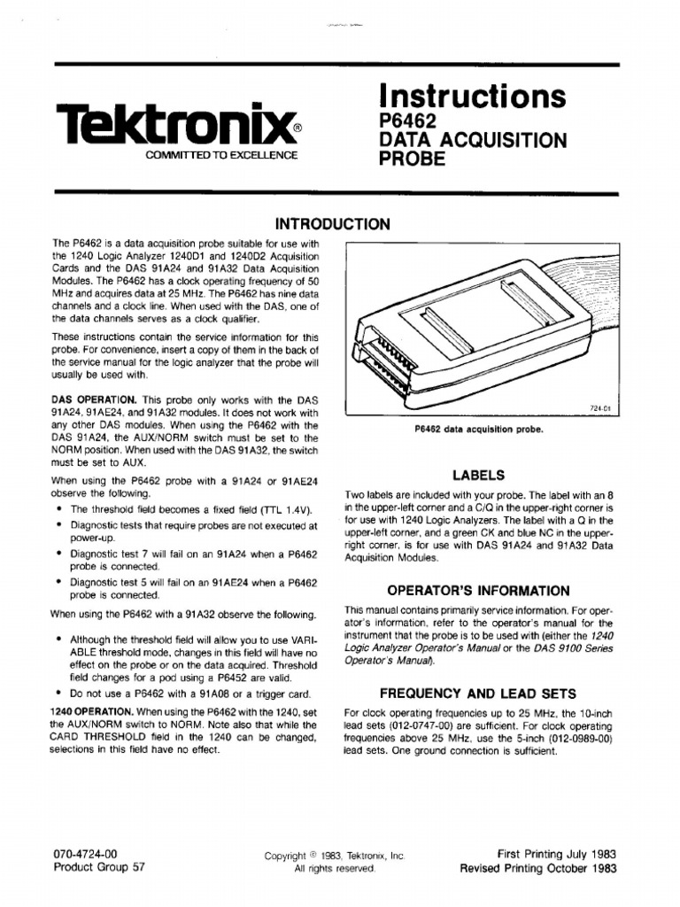 Tektronix P6462 Data Acquisition Probe | PDF