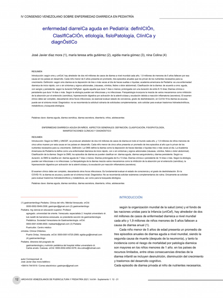Enfermedad Diarreica Aguda en Pediatría en Español | PDF | Diarrea ...