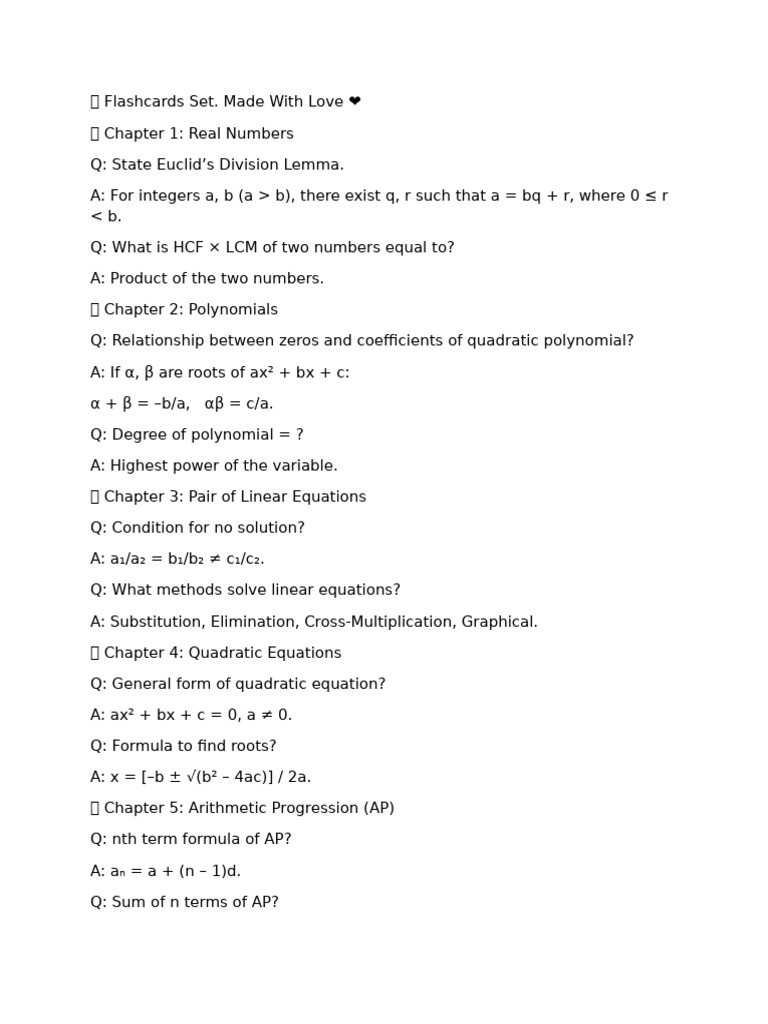 Flashcards of Maths 10th | PDF | Number Theory