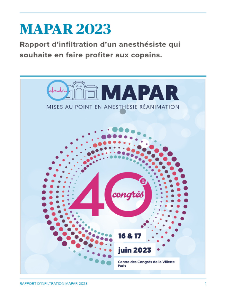 Rapport d'infiltration MAPAR 2023 | PDF | Cancer | Immunothérapie