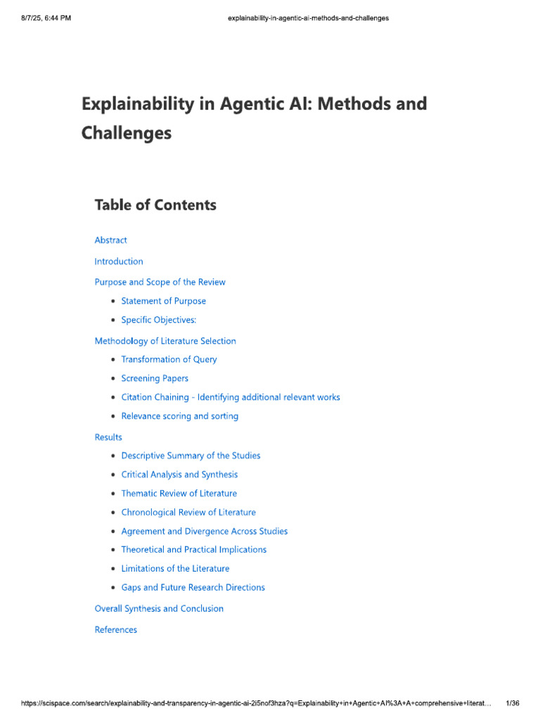 Explainability in Agentic AI Methods and Challenges | PDF