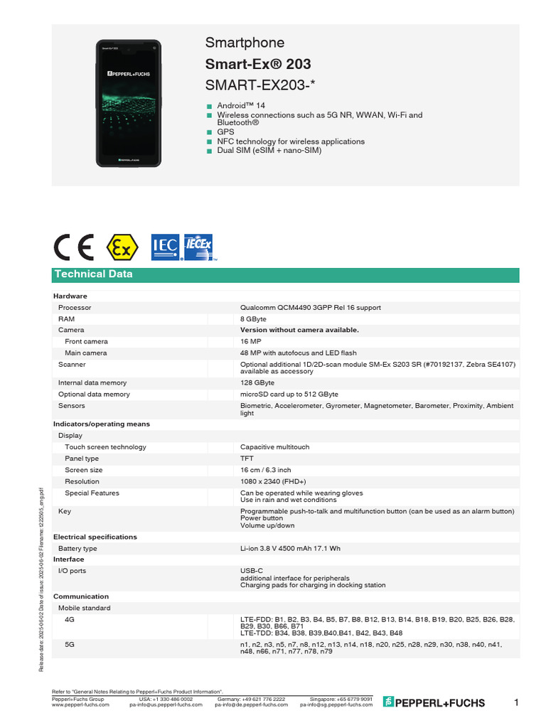 Smart-Ex® 203 | PDF