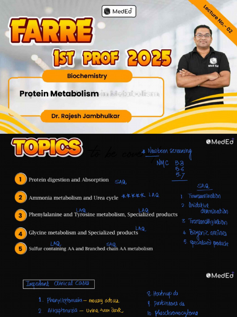 PDF Notes of Protein Metabolism Biochemistry DR Rajesh Jambhulkar | PDF