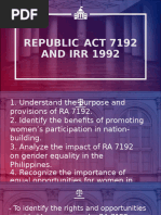 RA 7192: Women in Nation Building Act | PDF | Development Aid | Employment
