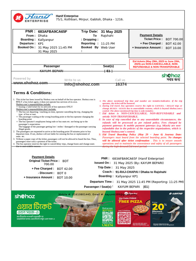 Ticket61216310151011 315133 41757 1311610 554111717412521015 | PDF | Bus, image size:768x1024