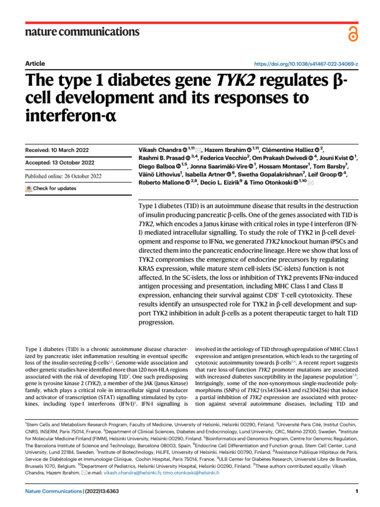 TYK2's Role in Type 1 Diabetes β-Cell Development | PDF | Cell ... - Polymorphisms In The Tyk2 Gene Predicted