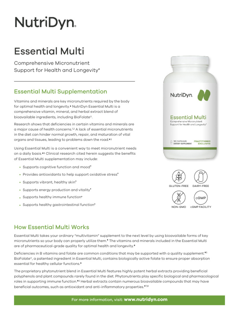 NutriDyn Essential Multi Overview | PDF | Dietary Supplements | Vitamin