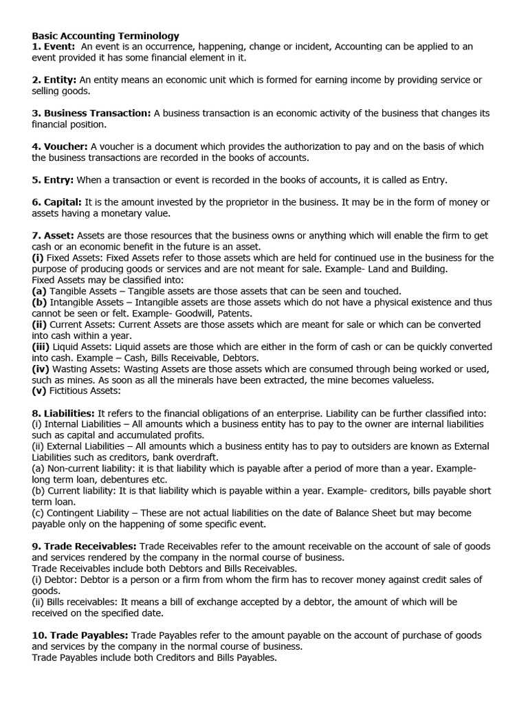 Essential Accounting Terms Explained | PDF | Debits And Credits | Expense