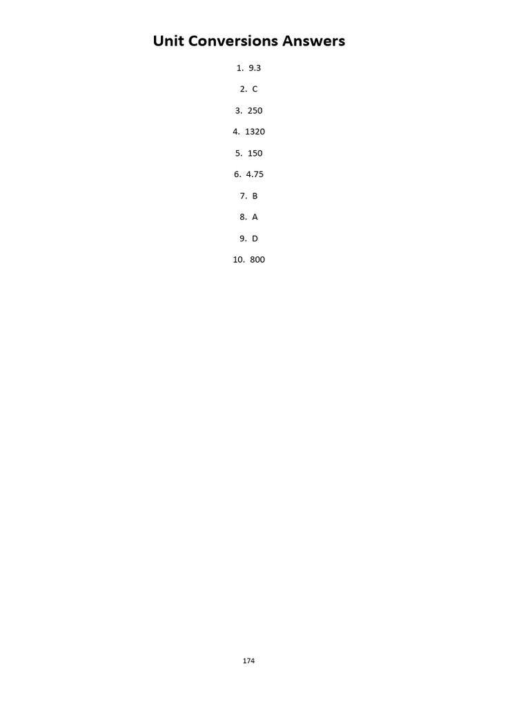 Unit Conversion and Ratio Answers | PDF