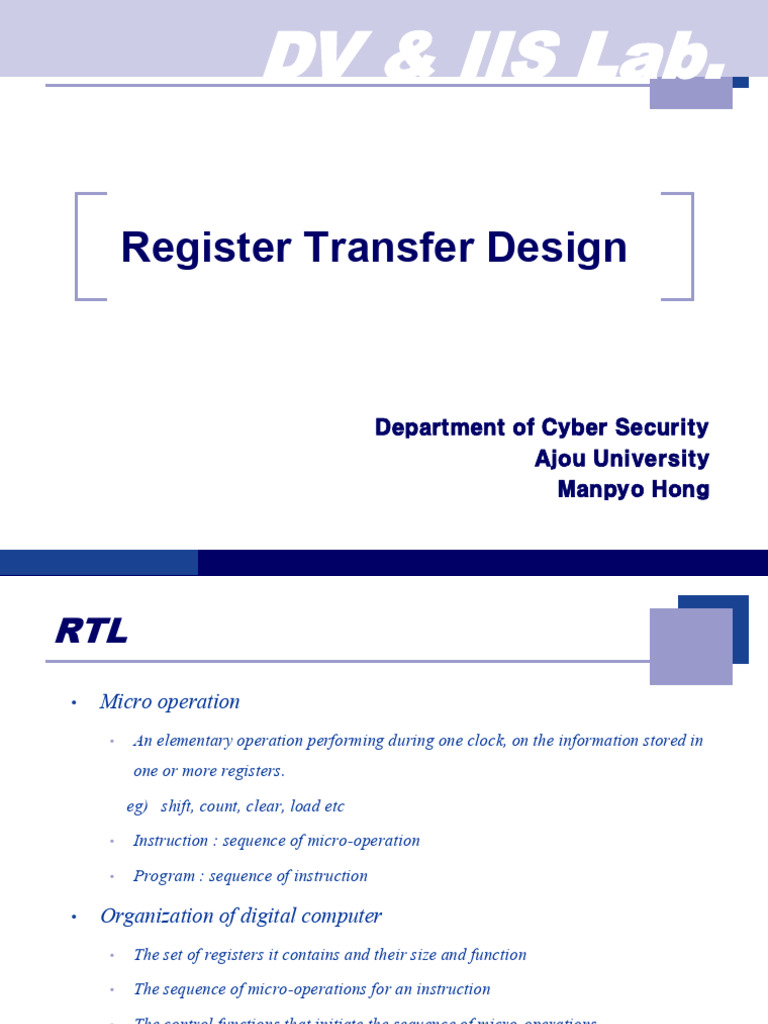 Register Transfer Design in Digital Systems | PDF | Central Processing ...