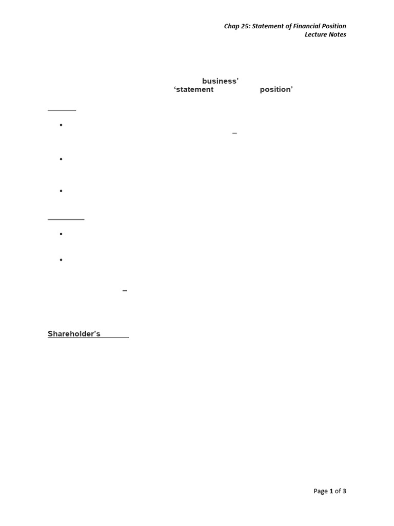 Understanding Financial Position Statements | PDF | Balance Sheet ...