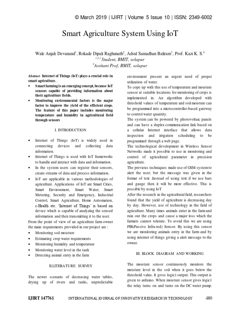 Smart Agriculture System Using IoT 250907 103825 | PDF | Internet Of ...