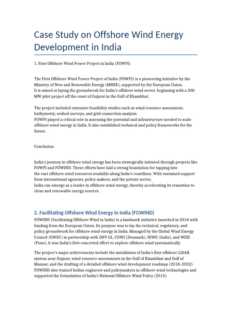Offshore Wind Energy Development in India | PDF | Offshore Wind Power ...
