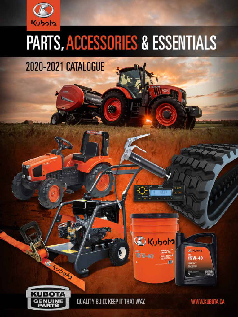 Kubota Canada Accessories Catalogue PDF Motor Oil Lubricant