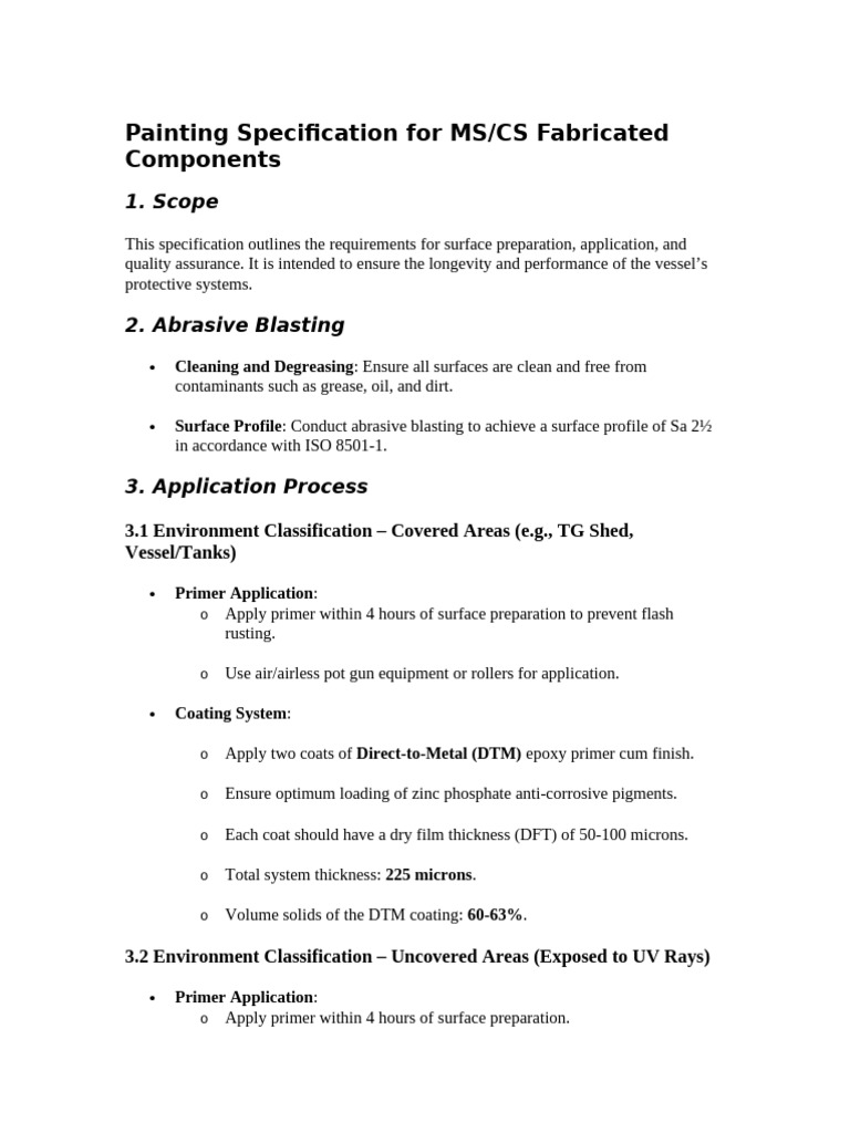 MS/CS Component Painting Specification | PDF