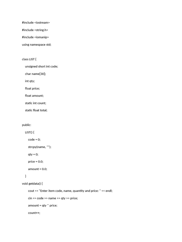 Item Management System in C++ | PDF