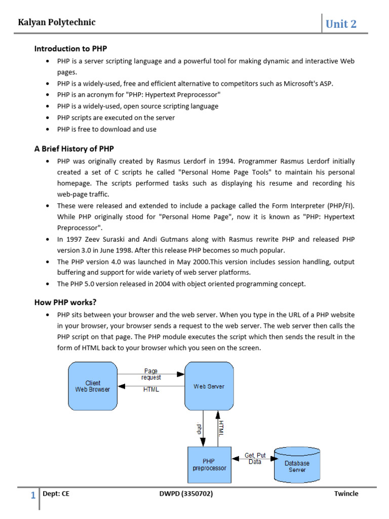 Introduction to PHP and AMP Overview | PDF | Php | Web Server