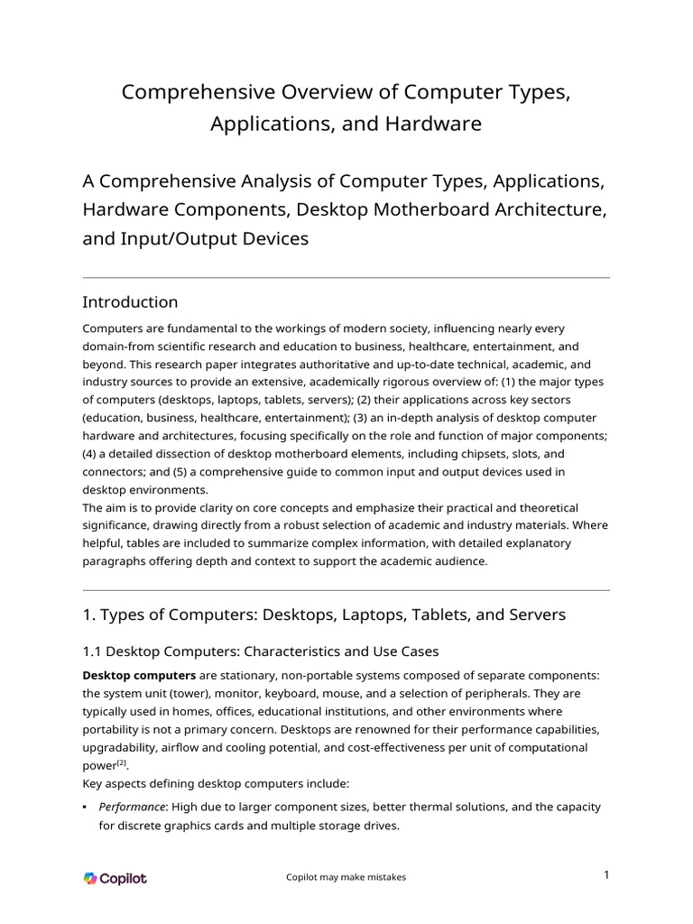 Research-Comprehensive Overview of Computer Types, Applications, and ...
