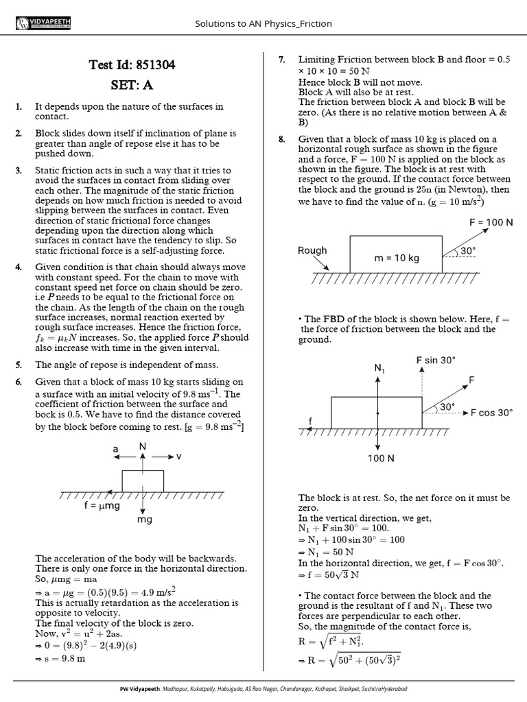 Physics of Friction and Motion Analysis | PDF | Force | Friction