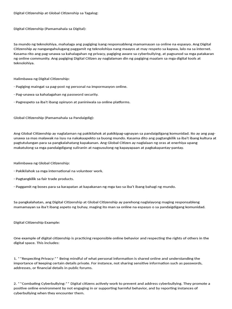 Digital at Global Citizenship sa Tagalog | PDF | Humanitarian Aid ...