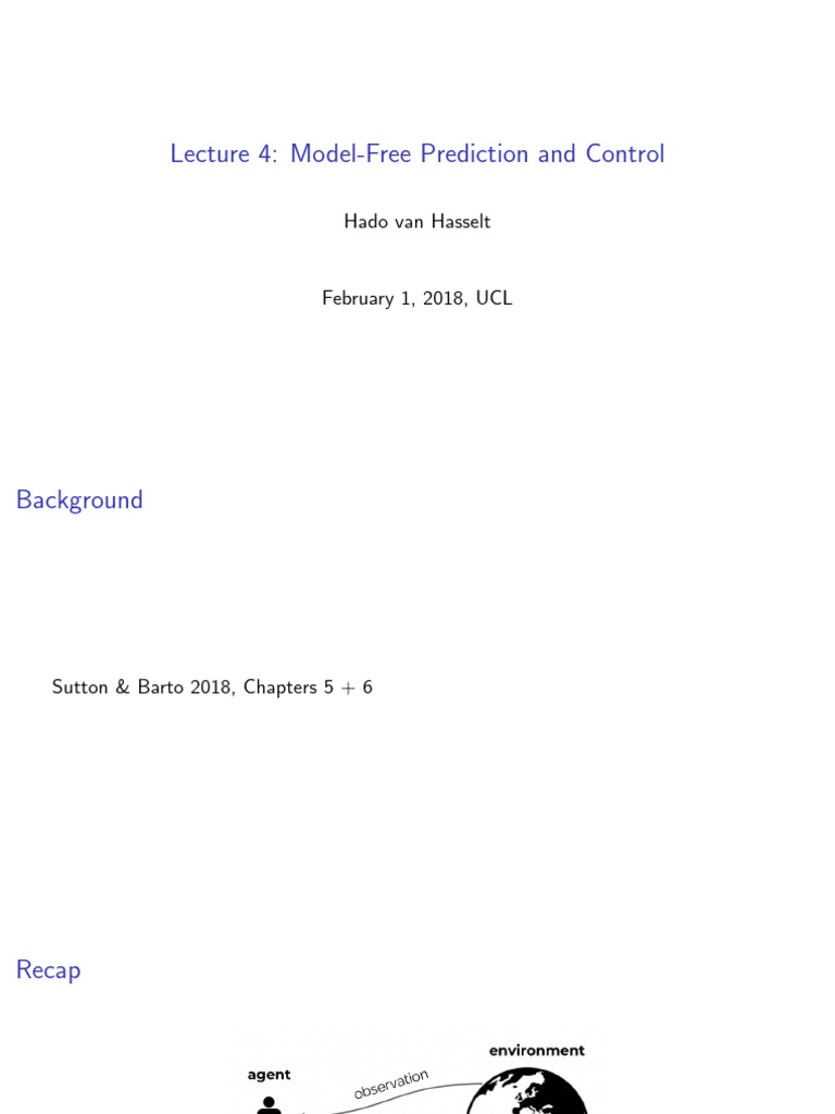 Model-Free Learning by Hado van Hasselt | PDF | Computational Science ...