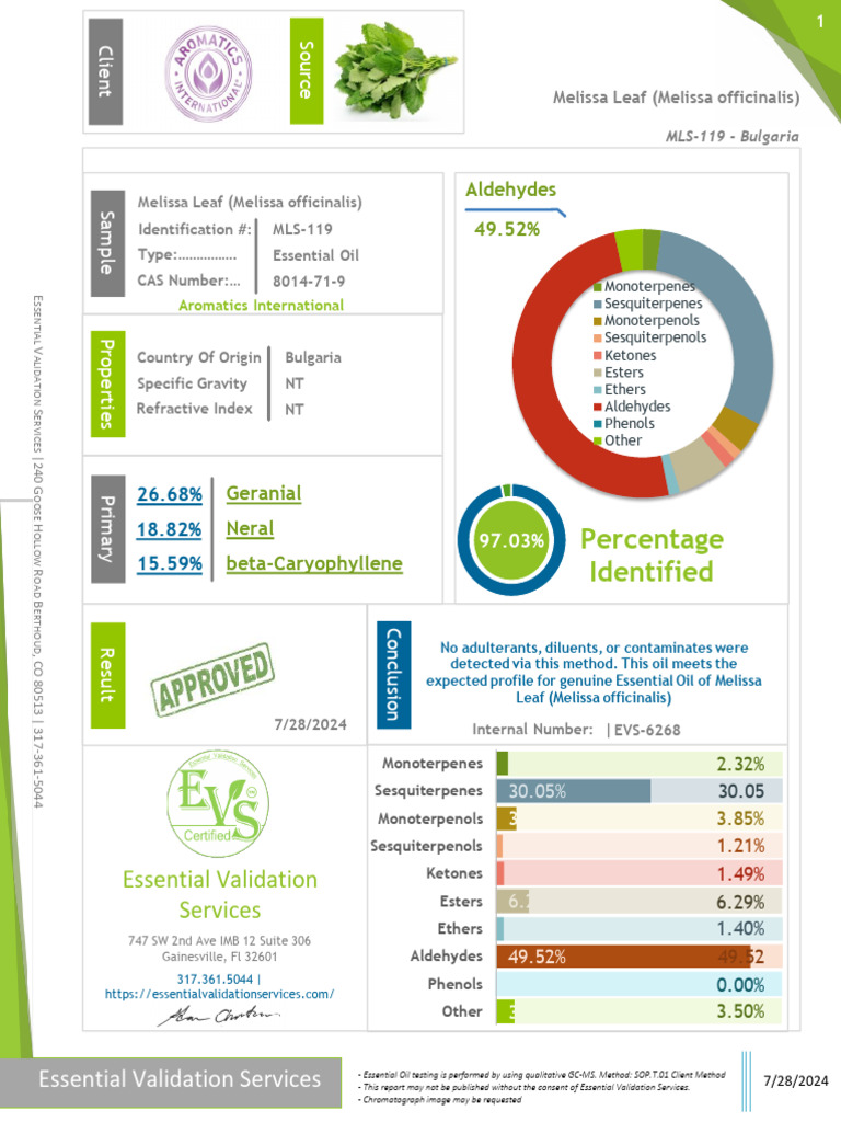 Essential Oil GC-MS Analysis Report | PDF | Organic Chemistry | Chemistry