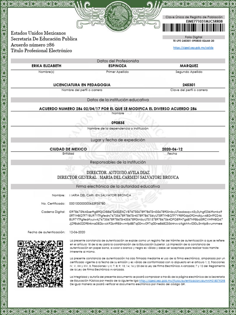 Título Profesional Electrónico SEP | PDF | Autenticación