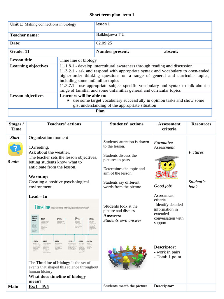 Biology Lesson Plan for Grade 11 | PDF | Curriculum | Heredity