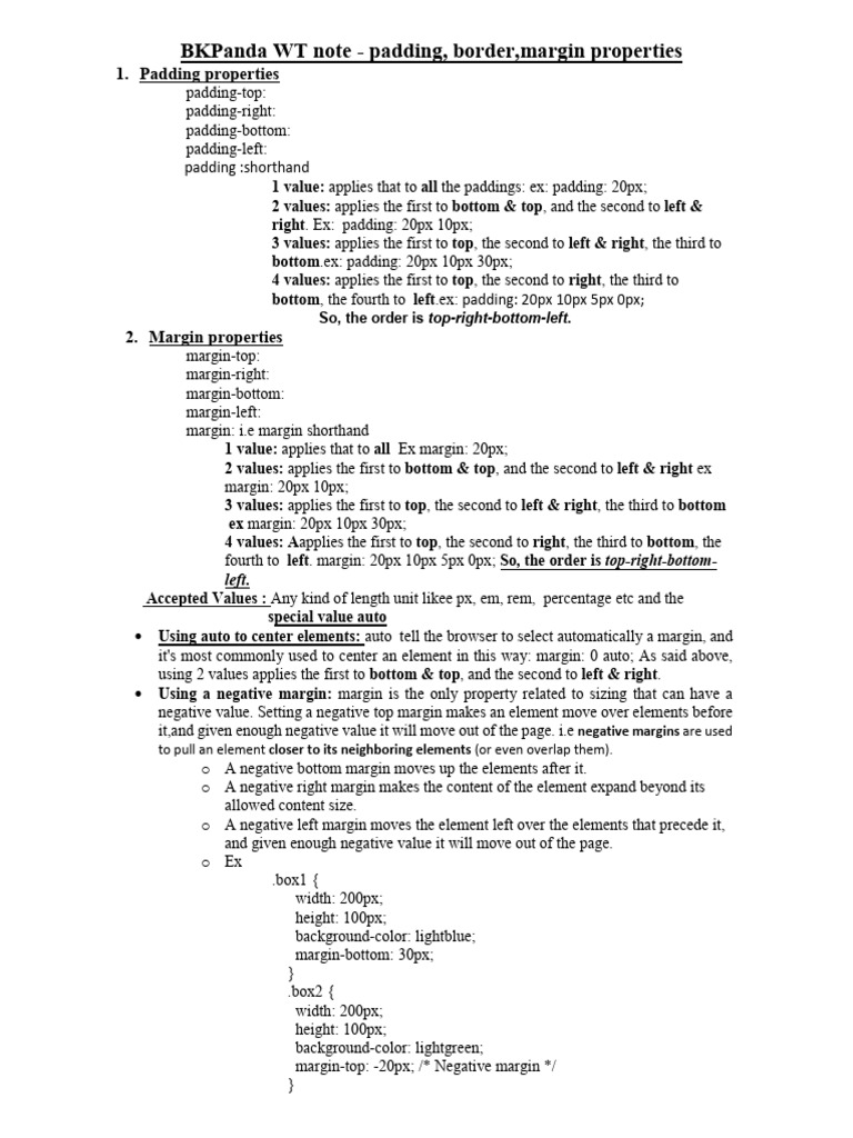 CSS Boxmodel Properties, Colors,Text Formatting Fonts | PDF | Artistic ...
