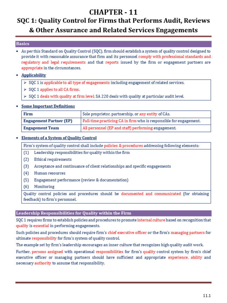 SQC 1: Quality Control for Audit Firms | PDF | Audit | Auditor's Report