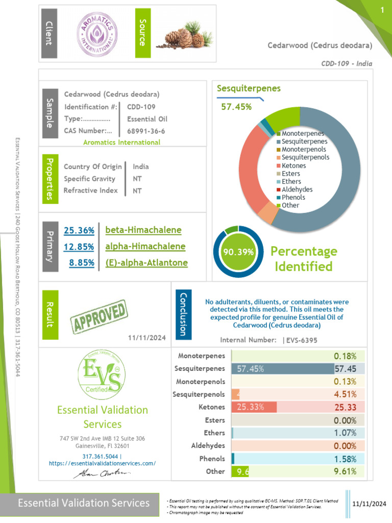 Cedarwood Essential Oil Analysis Report | PDF | Chemical Compounds ...