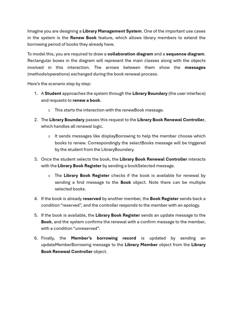 Library Management System: Renew Book Diagrams | PDF