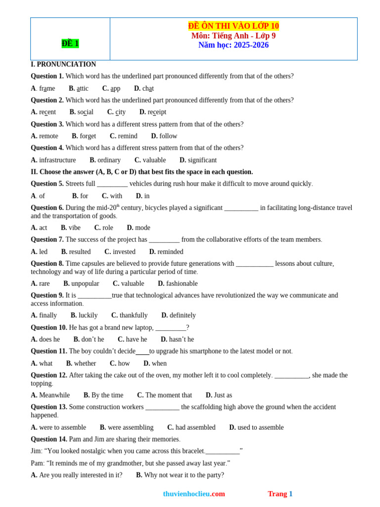 English Exam Practice for Grade 9 | PDF | Artificial Intelligence ...
