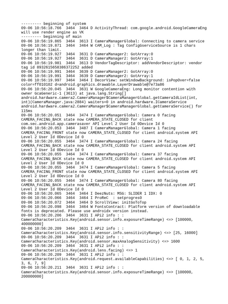 Camera Service Connection Log | PDF | Computing Platforms | System Software