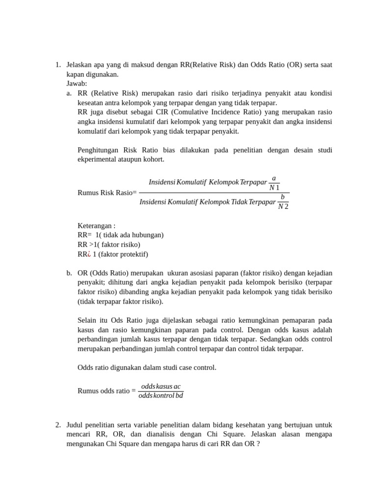 RR dan OR dalam Penelitian Kesehatan | PDF